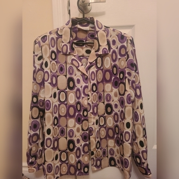 Vintage Alfred Dunner Printed Button Down Long Sleeves  W/ Shoulder Pads Size 14 - Picture 2 of 5